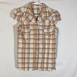 No Boundaries Multi-color Plaid Button Up Blouse